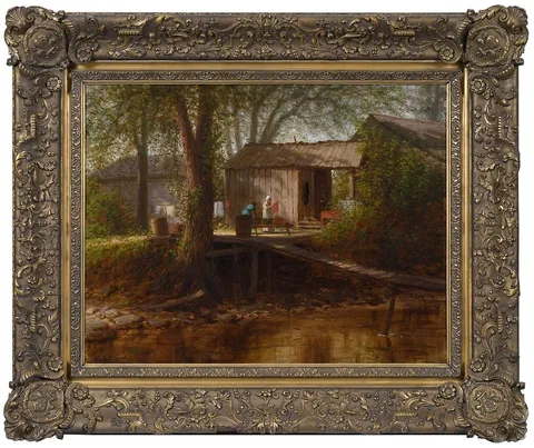 Homestead by George L. Clough, oil on canvas, sold May 2022