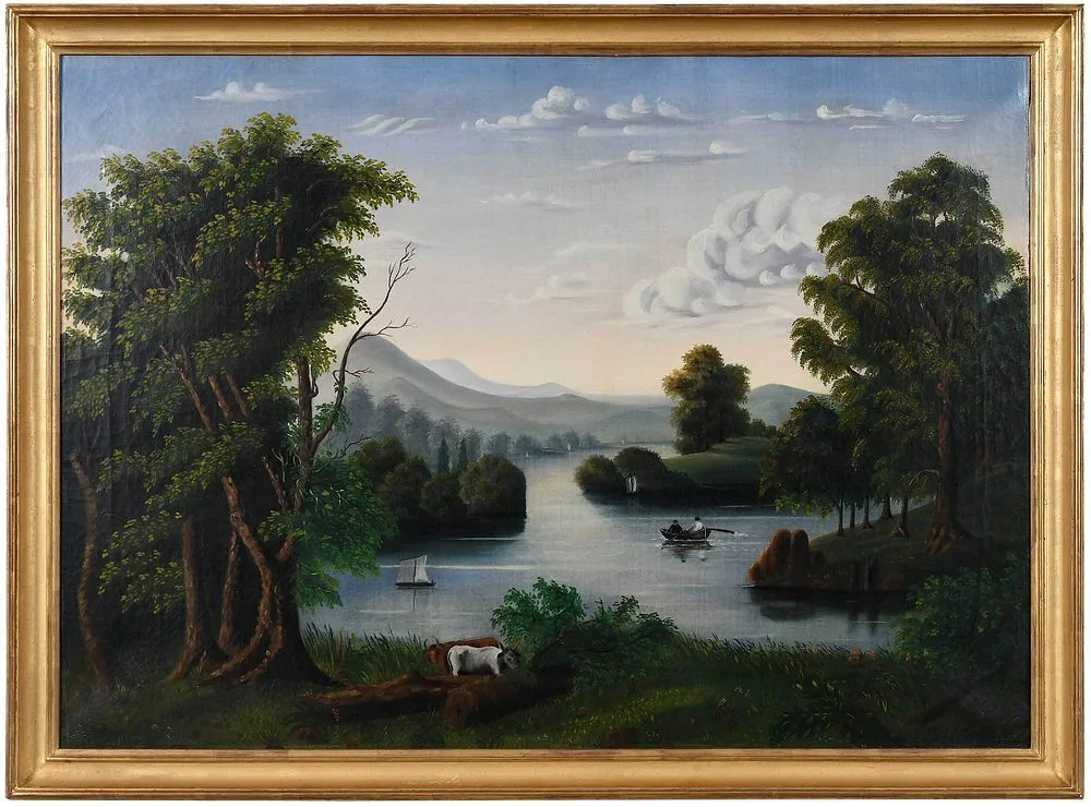 Pastoral Landscape by Thomas Chambers, oil on canvas, sold May 2022