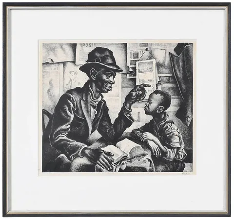 Instruction by Thomas Hart Benton Lithograph, 1940, lithograph, sold May 2022