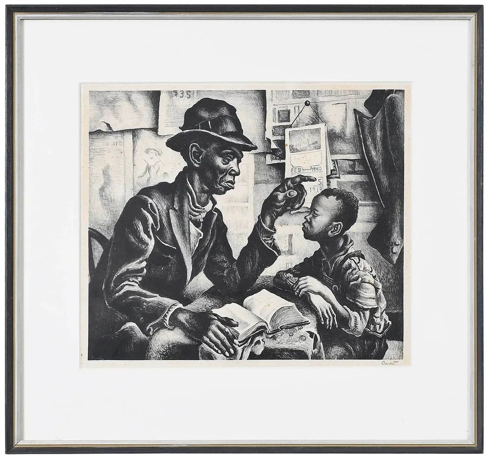 Thomas Hart Benton Lithograph, Instruction, 1940, lithograph
