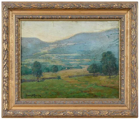 Summer Landscape by Edmund Greacen, oil on Masonite, sold May 2022