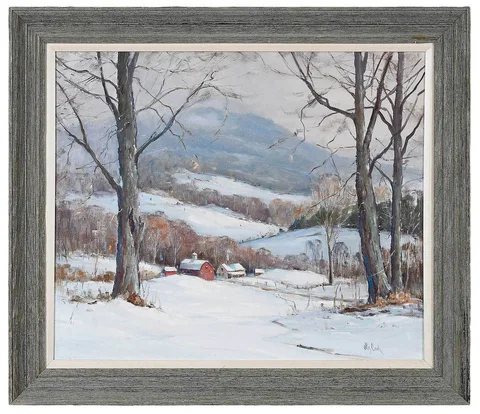 Otis Cook, Winter in New England, oil on canvas