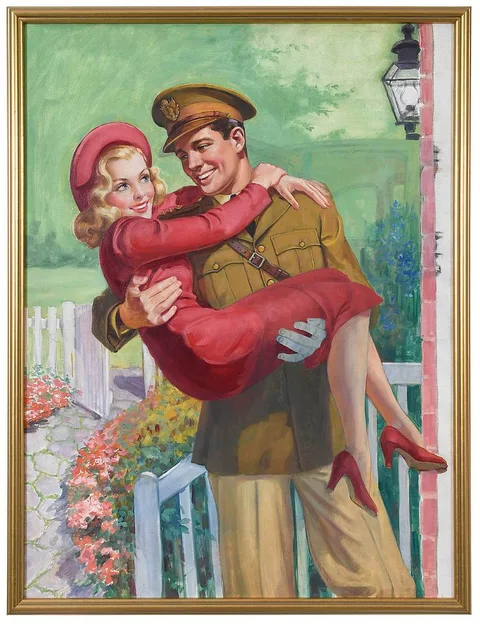 Ellen Barbara Segner, Home from the War, remnants of signature lower right :E.B. Seg.., oil on canvas