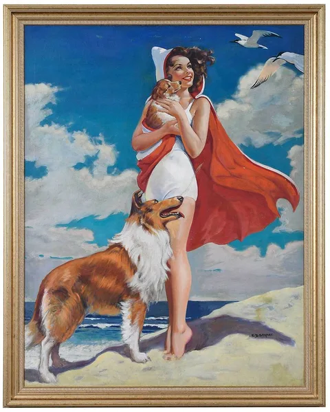 Ellen Barbara Segner, Lady with Her Collies, oil on canvas