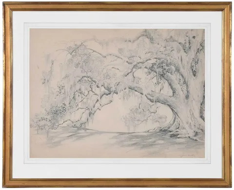 The Patriarch of Middleton Gardens by Alfred Heber Hutty, graphite on paper, sold May 2022