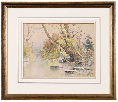 Paul Sawyier, Creek Scene, watercolor on paper