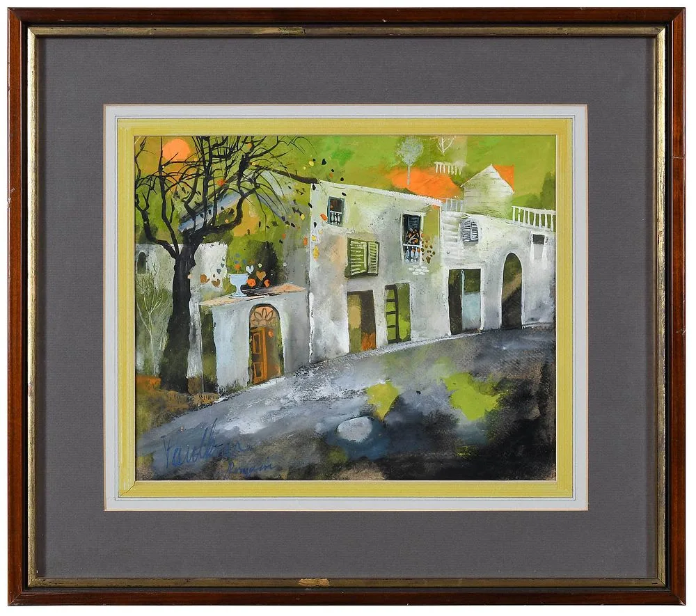 Henry Faulkner, Streetscape, watercolor on paper