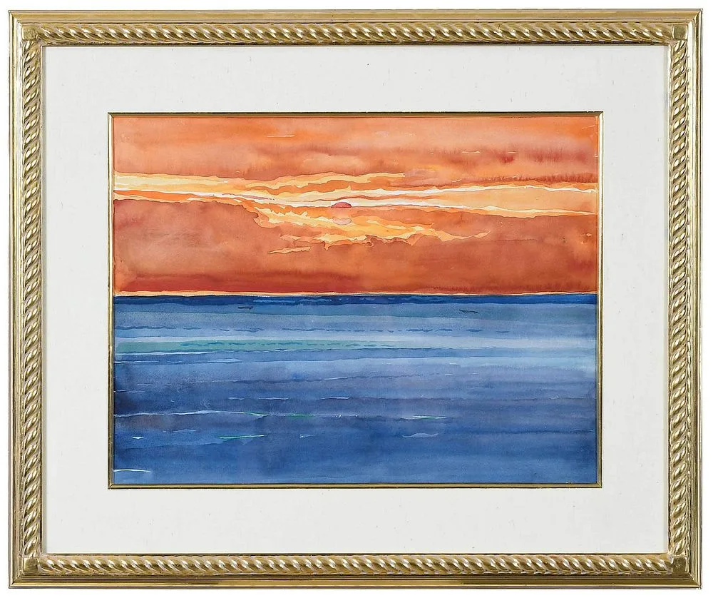 Orange and Blue, not apparently signed by Lamar Dodd, watercolor on paper, offered May 2022