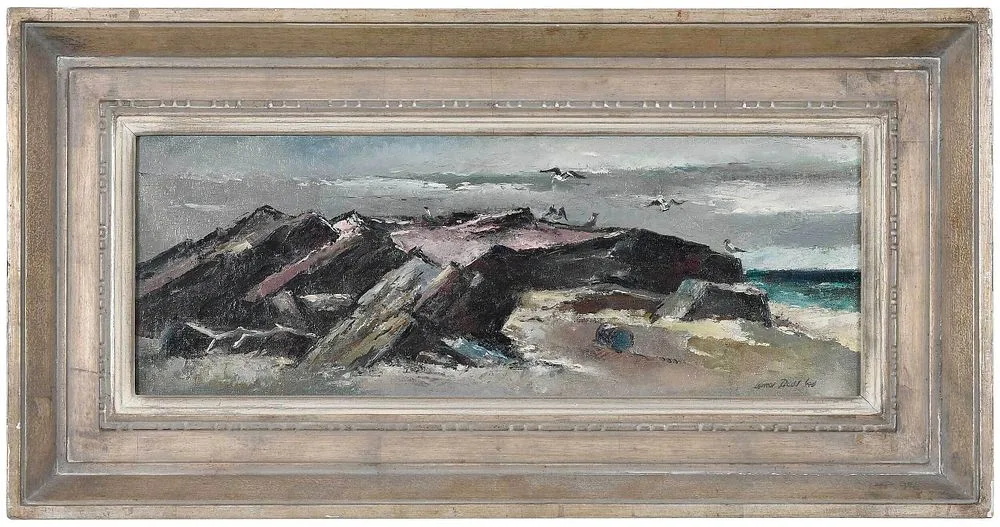 Along the Harbor by Lamar Dodd, 1948, oil on canvas, sold May 2022