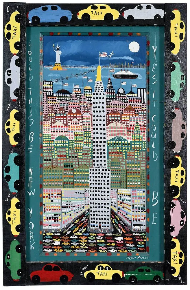 Benny Carter, Could This Be New York, oil on wood door panel