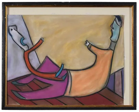 Albert Louden, Father and Son, pastel on paper