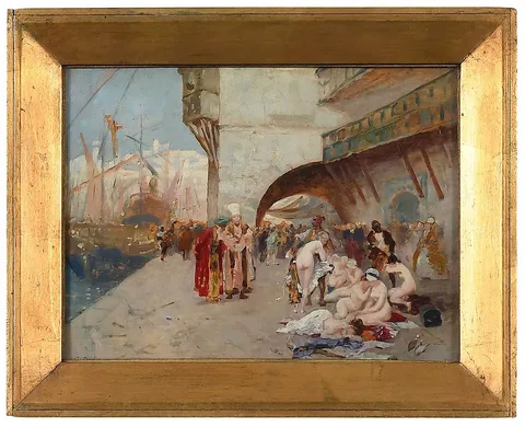 Charles Édouard Delort, Study for L'enlevement, oil on panel