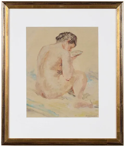 A. Henry Nordhausen, Nude, Back View, monotype on Paper