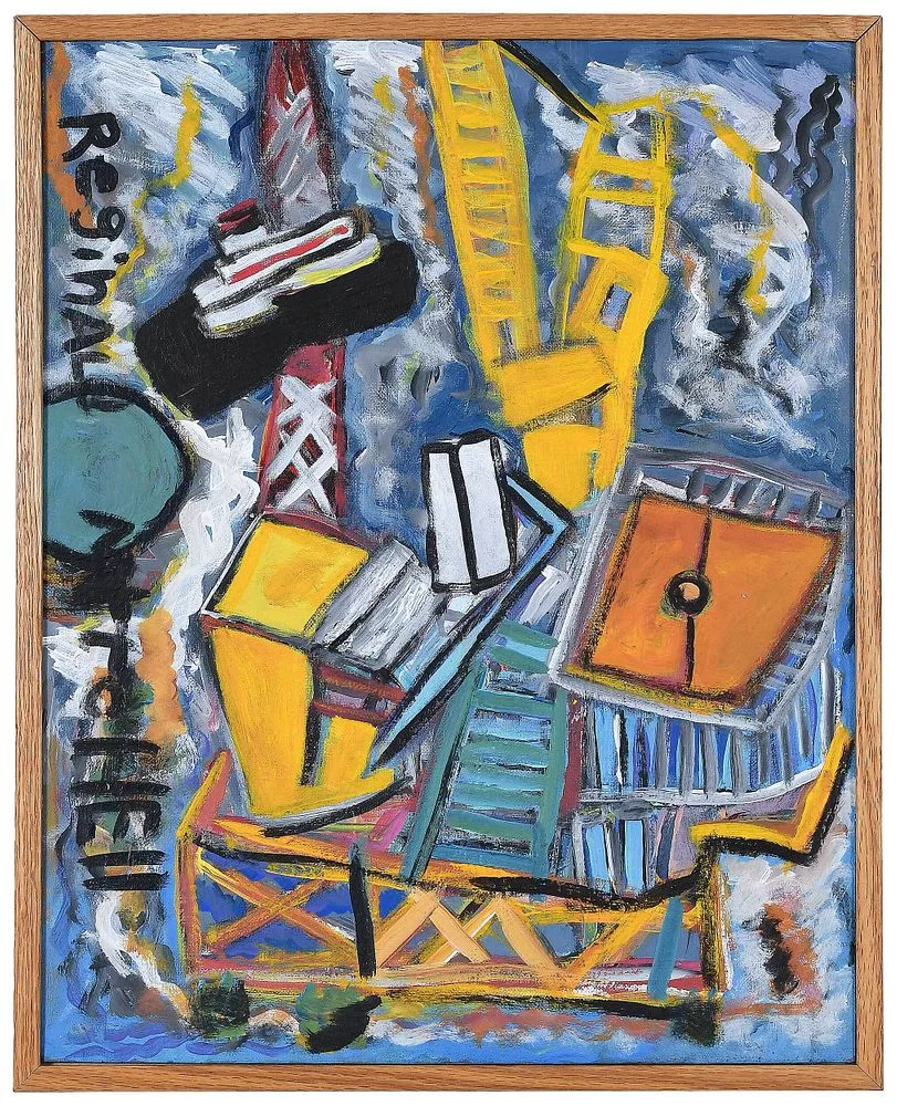 Reginald M. Mitchell, Construction, oil on panel