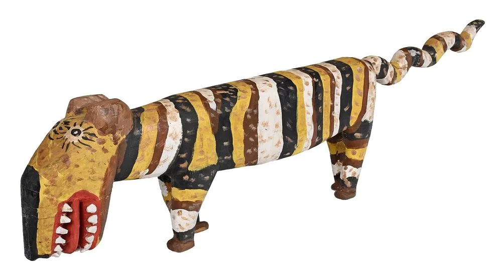 Minnie Adkins, Tiger, carved painted wood