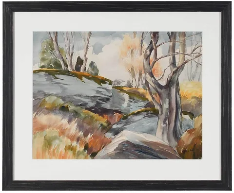 Landscape by Alfred Heber Hutty, watercolor on paper, sold Mar 2022