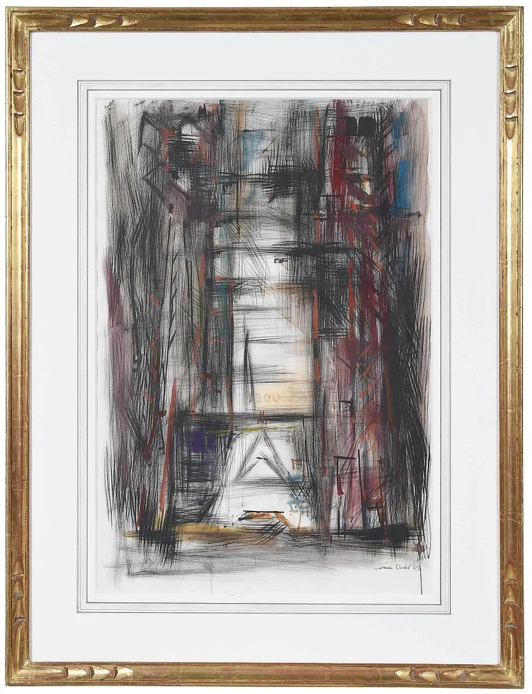 Launch Abstraction by Lamar Dodd, mixed media on paper, sold Mar 2022