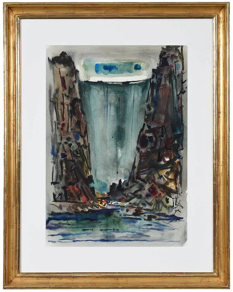 Hoover Dam by Lamar Dodd, watercolor on paper, sold Mar 2022