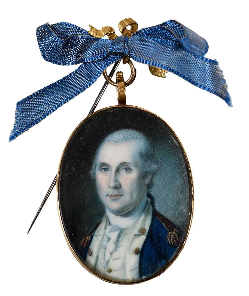 Charles Willson Peale, Rare and Important Portrait Miniature of General George Washington, c. 1785, watercolor on ivory
