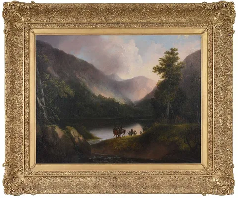 Explorers, thought to be Lewis and Clark, apparently by Alvan Fisher, oil on canvas, sold Mar 2022
