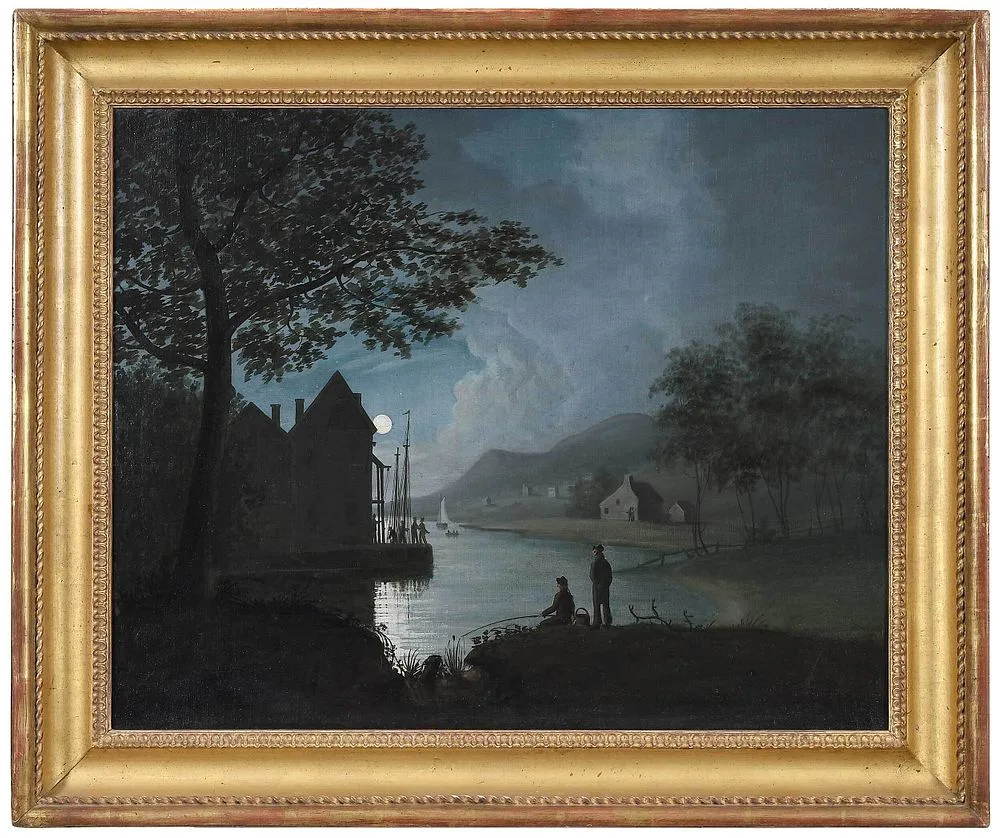 John Blunt, Coastal Inlet by Moonlight, 1822, oil on canvas