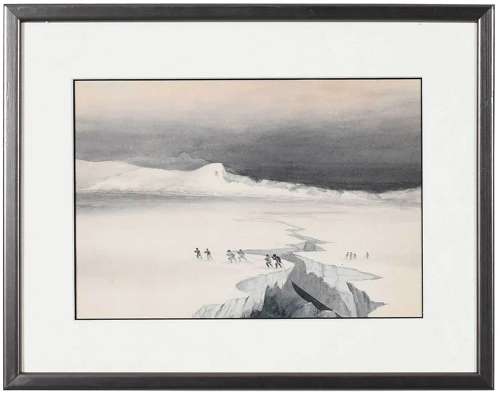 Pulling a Sledge in the Arctic by James Hamilton, 1850s, watercolor on paper, sold Mar 2022