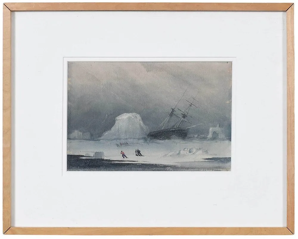 James Hamilton, Ship in the Arctic, c. 1850s, watercolor on paper