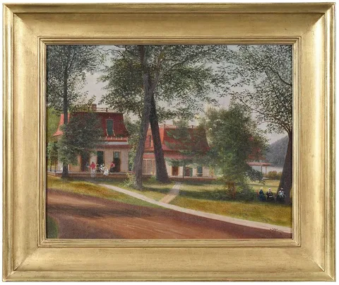Nelson Augustus Moore, The Mansard House, on the Housatonic, Stratford, Connecticut, 1881, oil on canvas