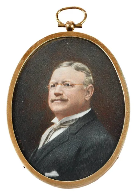Charles James Fox, Portrait Miniature of Theodore Roosevelt, watercolor on ivory