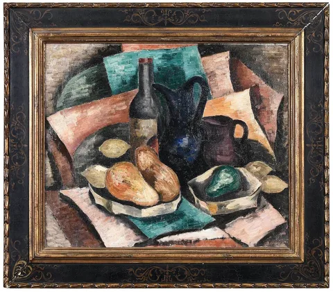 Marsden Hartley, Still Life with Bottles and Pitchers, 1923, oil on coarse canvas