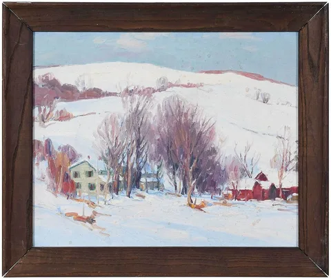 George Renouard, Winter Scene, oil on canvas
