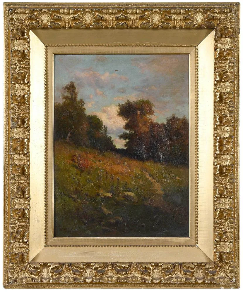 Tonalist Landscape by Franklin DeHaven, oil on canvas, sold Mar 2022