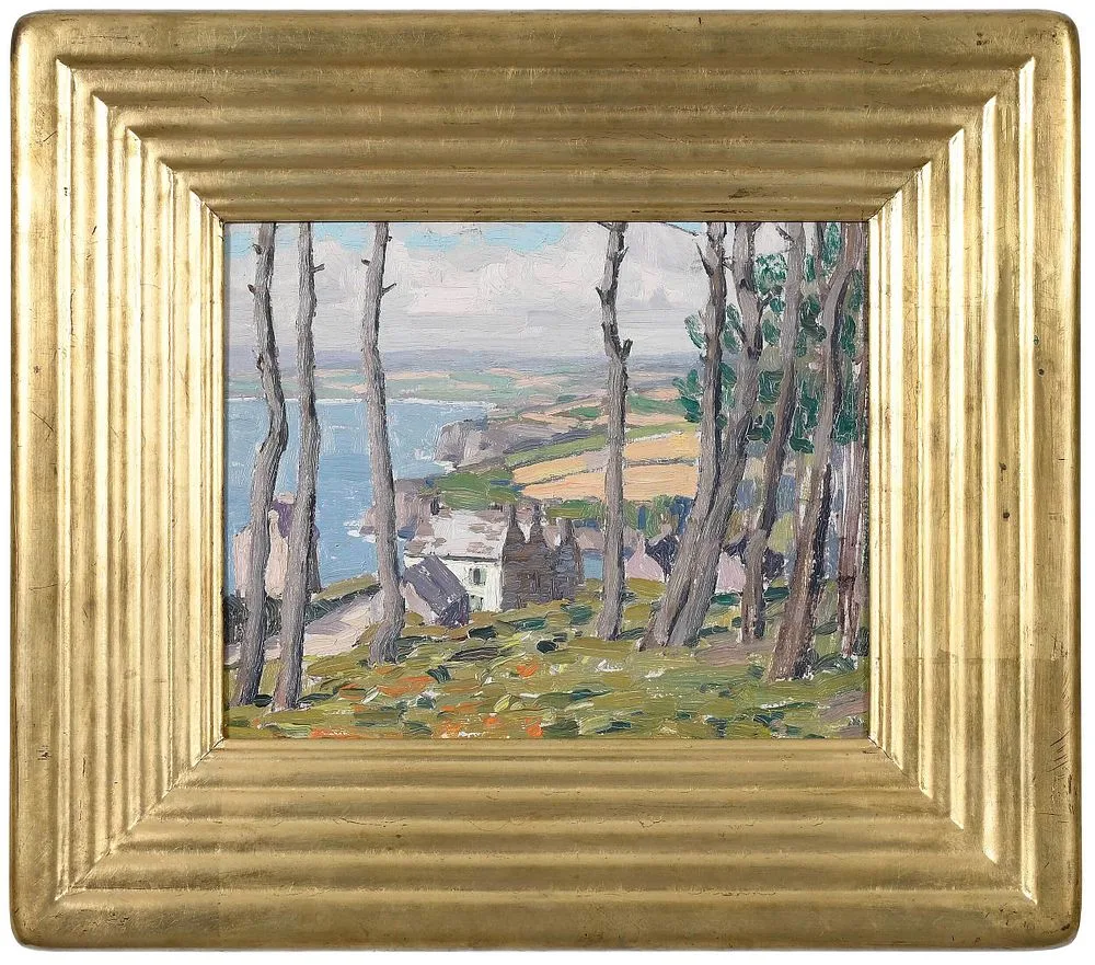 George Herbert Macrum, Cottage on the Coast, oil on board