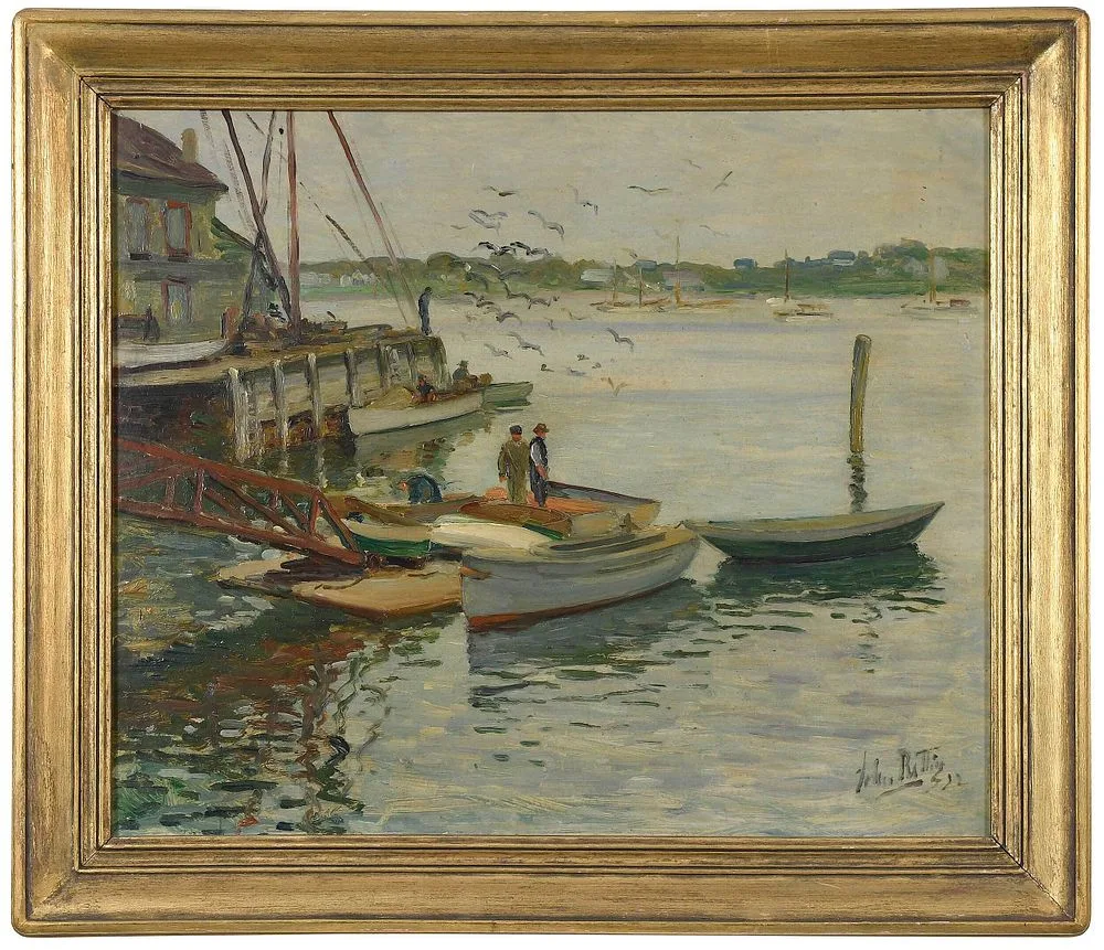 Marblehead by John Rettig, 1922, oil on board, sold Mar 2022