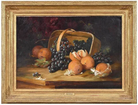 George Henry Hall, Still Life with Grapes and Oranges, oil on canvas