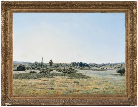Haying Field by Jan Monchablon, 1889, oil on canvas, sold Mar 2022