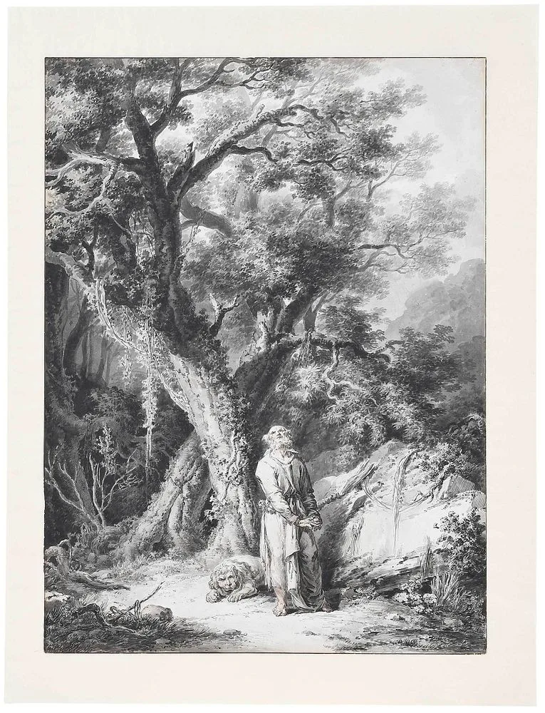 Saint Jerome dans sa solitude by Jean Antoine Constantin, pen and ink, sold Feb 2022