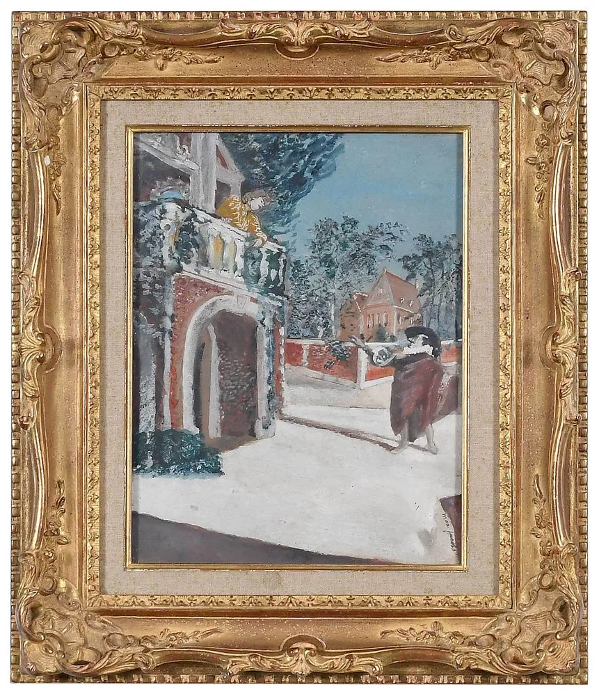 Cyrano sur le balcon de Roxane by Max Jacob, gouache on paperboard, sold Feb 2022
