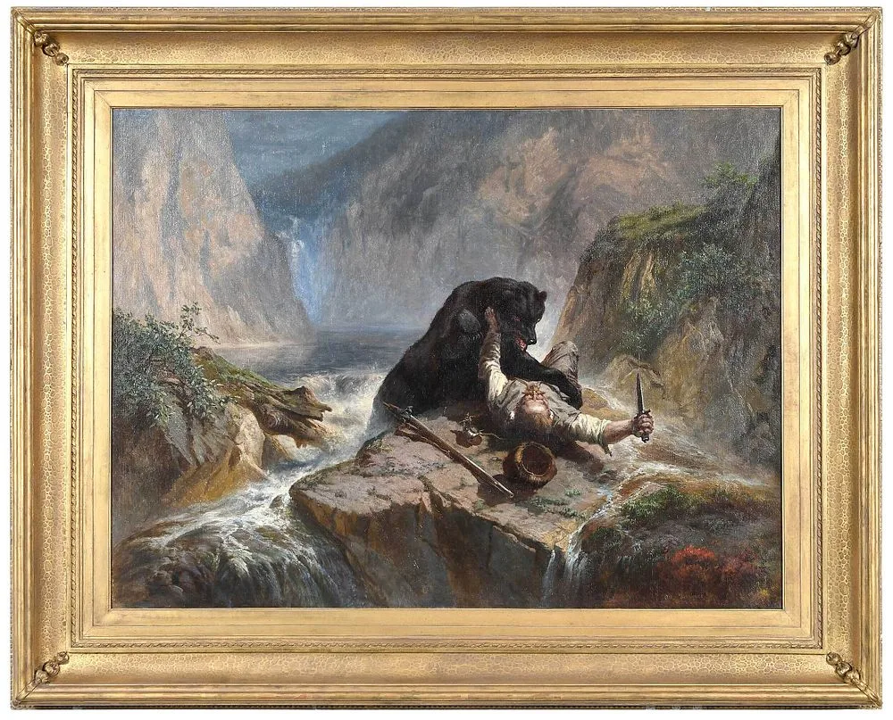 Otto Sommer, The Bear Fight, 1864, oil on canvas