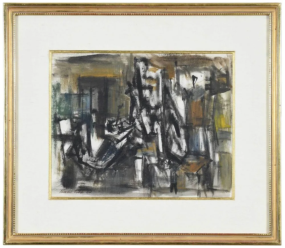 Sea Captains Quarters by Lamar Dodd, 1964, mixed media on paper, sold Feb 2022