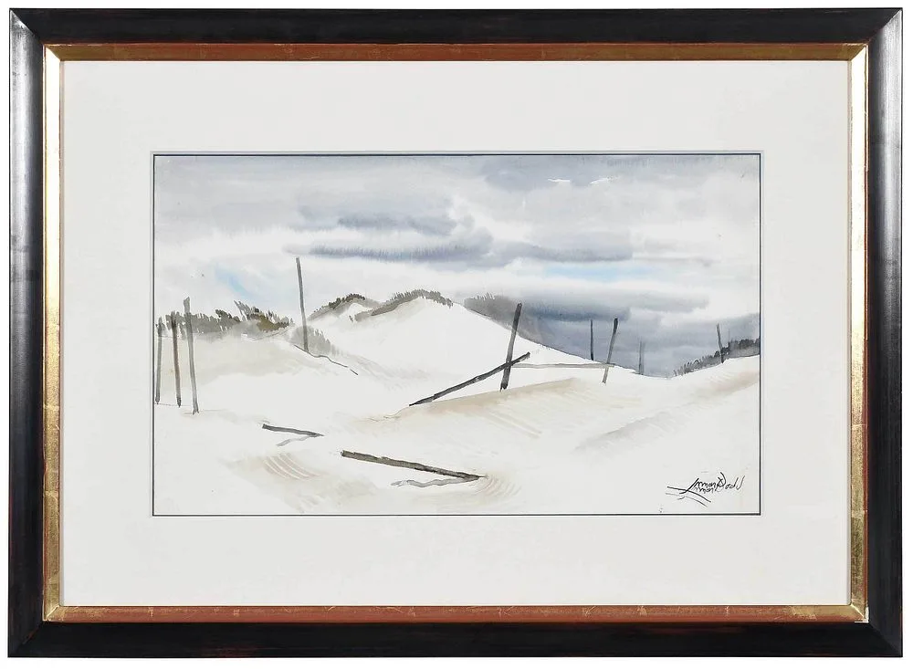 Sand Dunes by Lamar Dodd, watercolor on paper, sold Feb 2022