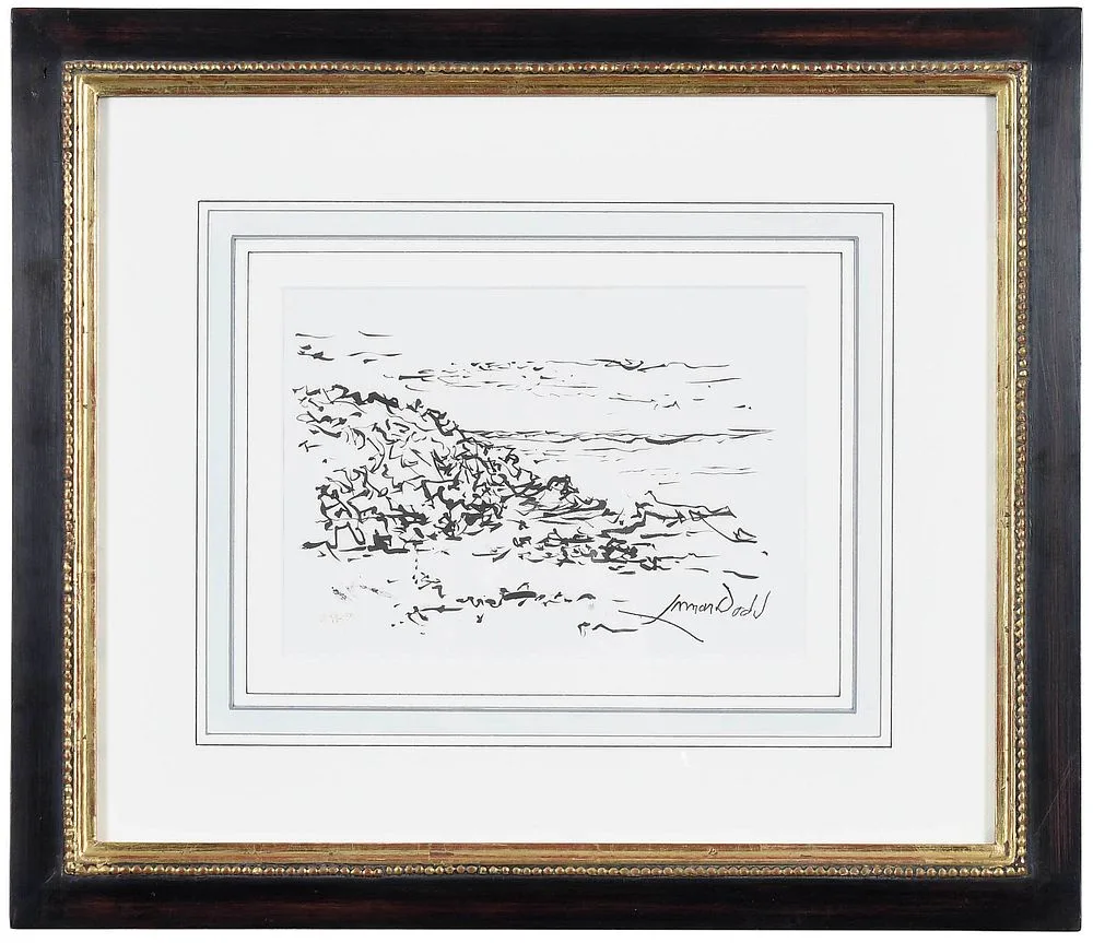 Whitehead, Monhegan Island by Lamar Dodd, ink on paper, sold Feb 2022