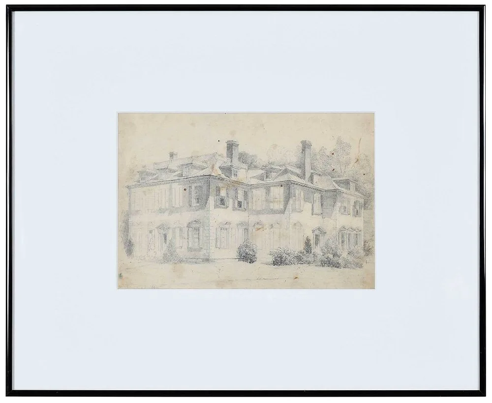 Stanley House, New Bern by Louis Orr, graphite on paper, sold Feb 2022
