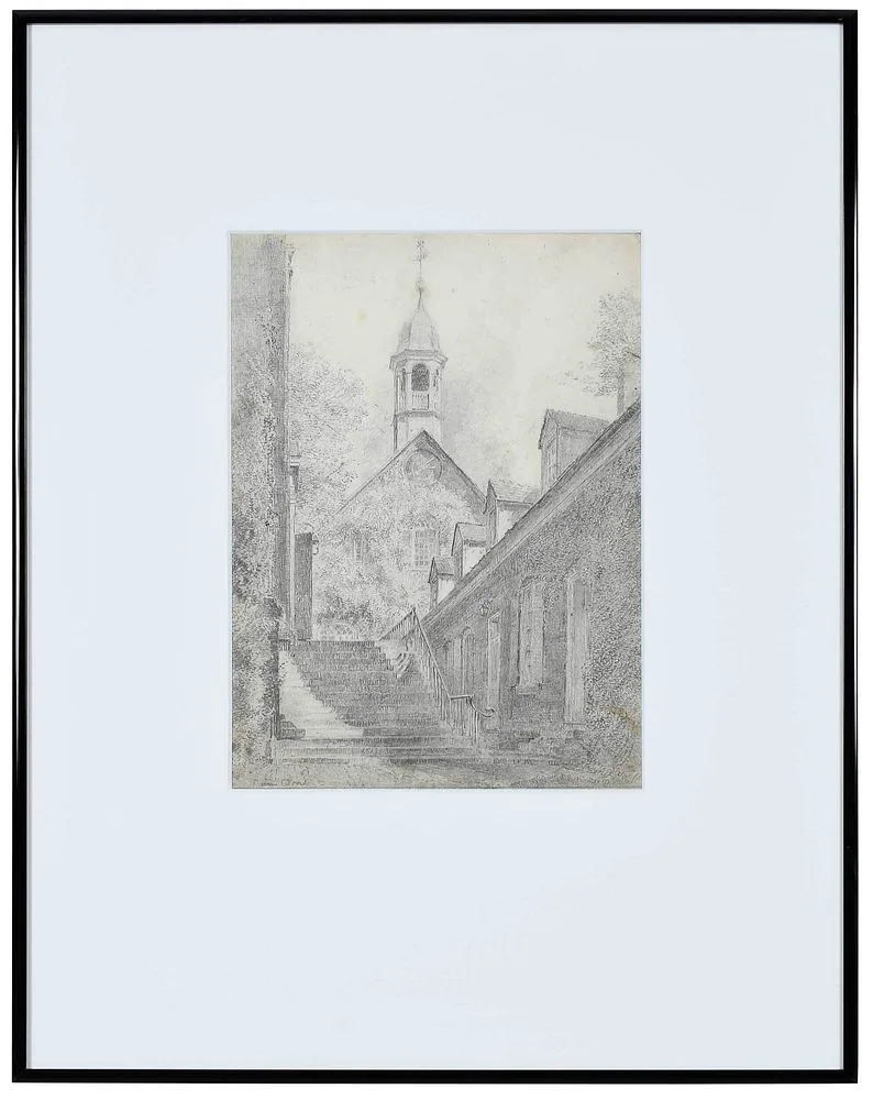 Salem Academy by Louis Orr, graphite on paper, sold Feb 2022