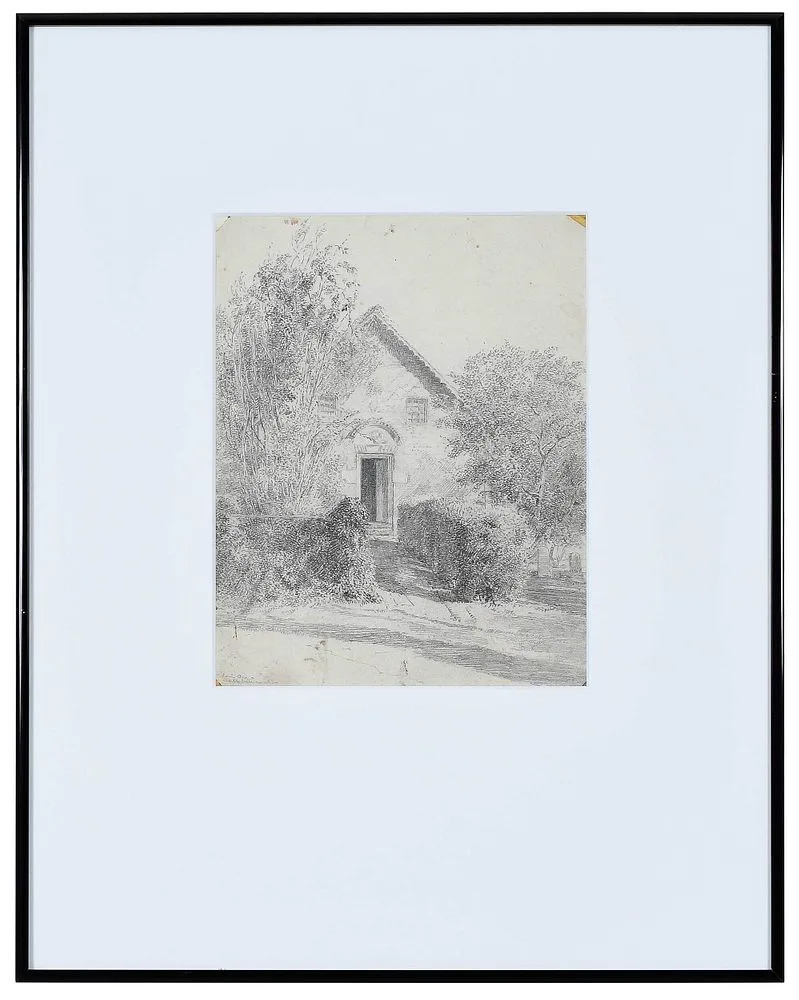 St. Thomas Episcopal Church, Bath by Louis Orr, graphite on paper, sold Feb 2022