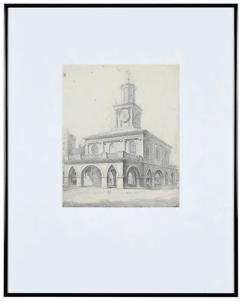 Louis Orr, Old Market Place, Fayetteville, graphite on paper