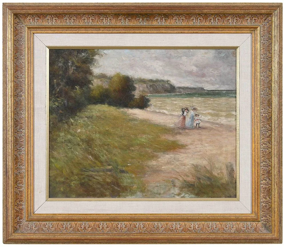 Stroll by the Seashore by Charles Howard Marsh, oil on canvas, offered Dec 2021