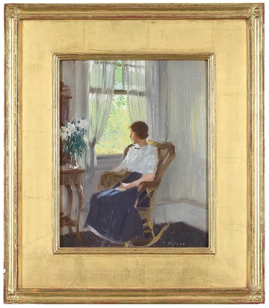 By The Window by Edward Dufner, c. 1911-17, oil on board, offered Dec 2021