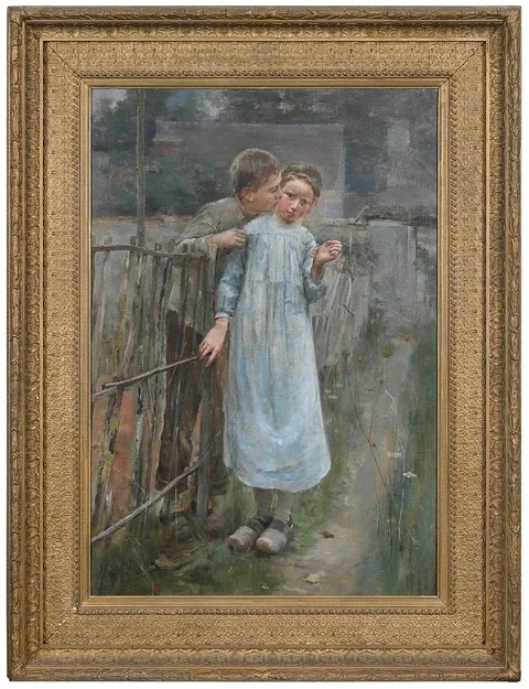 Theodore Robinson, Pyramus and Thisbe--The First Kiss, 1884, oil on canvas