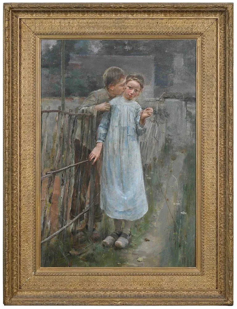 Theodore Robinson, Pyramus and Thisbe--The First Kiss, 1884, oil on canvas